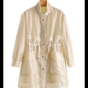 Beige stylish trench coat in two layers design,brand new with tags
